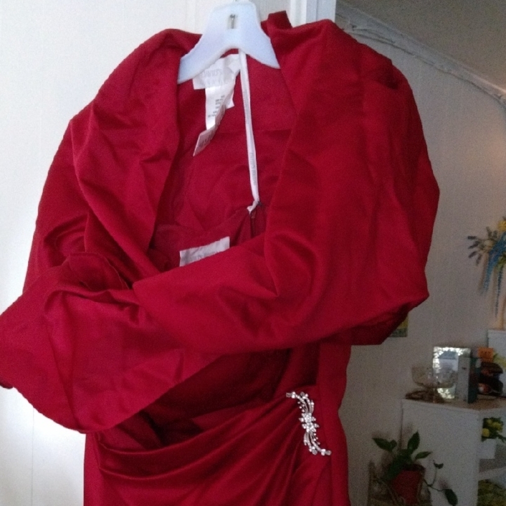 David's Bridal Scarlet Gown with Sparkling Accents
